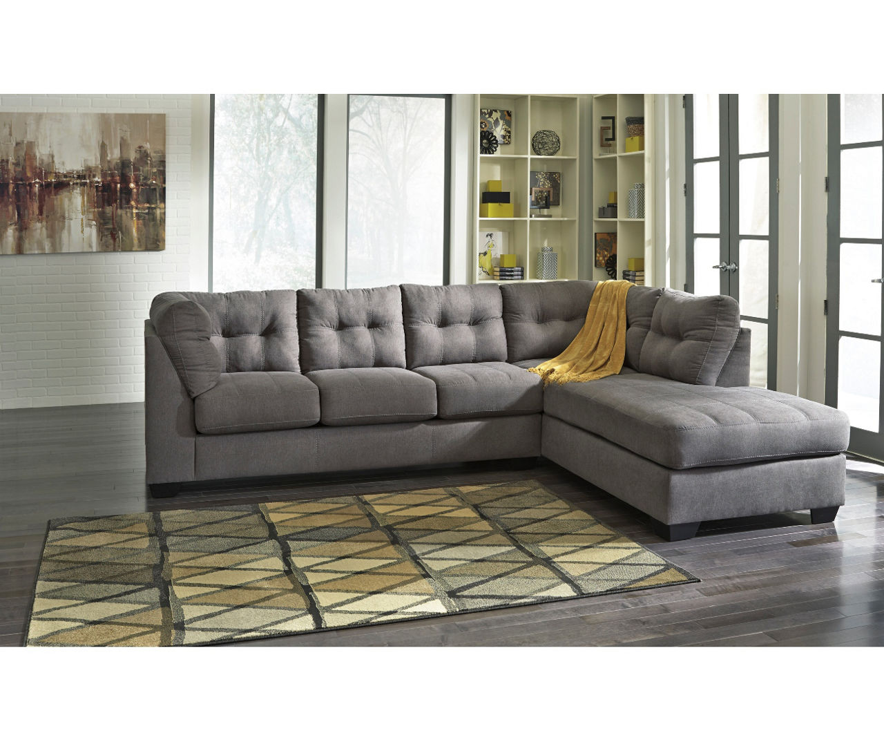 Signature Design By Ashley Maier Charcoal Full Sleeper Sectional with Right-Facing Chaise