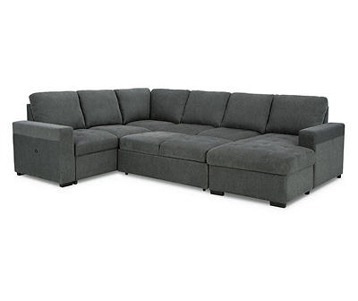 Signature Design By Ashley Millcoe Gray 3-Piece Sectional with Pop-Up Bed