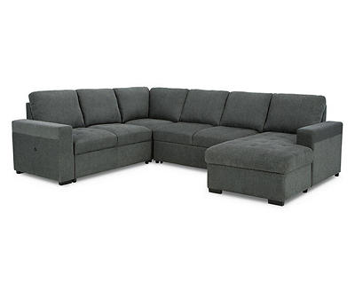 Signature Design By Ashley Millcoe Gray 3-Piece Sectional with Pop-Up Bed